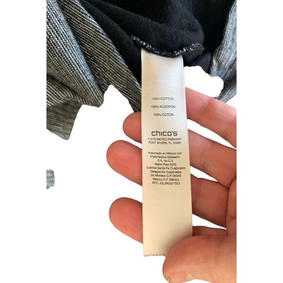 Chico's White Black Color Block 3/4 Sleeve Pullover Shirt Womens size 1 Medium - Picture 6 of 8